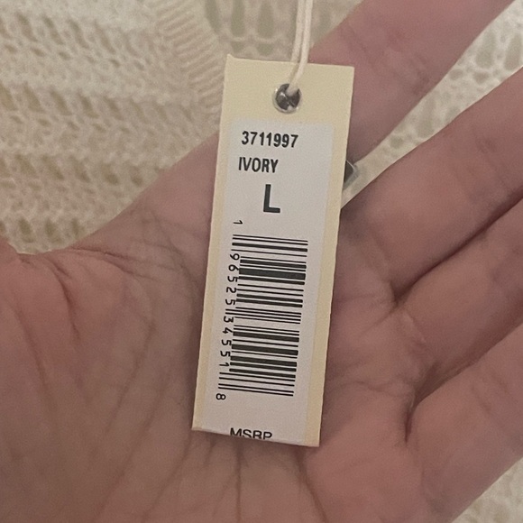 NEW Max Studio V-Neck Knit Polo Sweater in Off White Ivory Loose Knit Oversize L - Picture 3 of 7